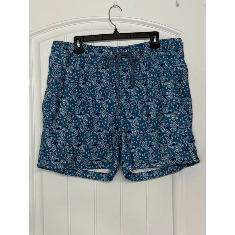 Men's Nautica Teal Green Print Swim Trunks Large